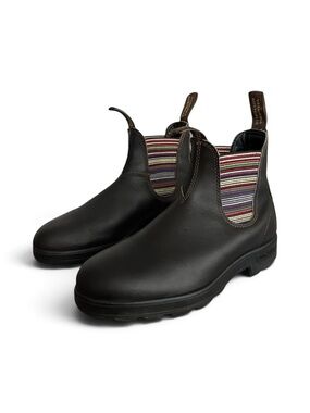 Blundstone Originals #1409 Stout Brown Striped Elastic Boots Size AUS 4|US 7